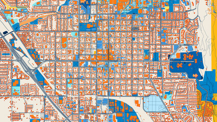 Fototapeta premium Colorful Provo Street Map with Labels and Buildings