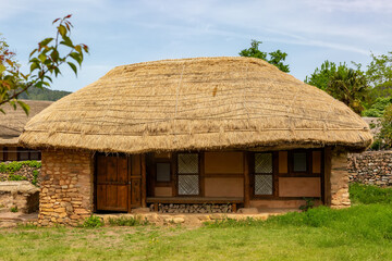 Thatched House Scenery of Korean Traditional House Rural Village
