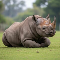 Obraz premium Epic Black Rhinoceros Journeying Through the Vast African Wilderness