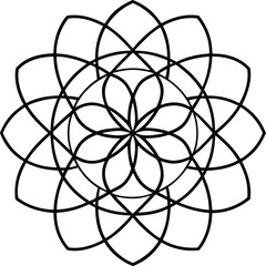 Elegant Black and White Geometric Mandala Design for Coloring Books and Creative Projects
