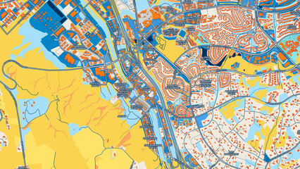 Colorful Temecula Street Map with Labels and Buildings