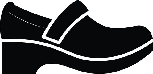 Obraz premium Black and White Silhouette of a Clog Shoe with a Strap Detail