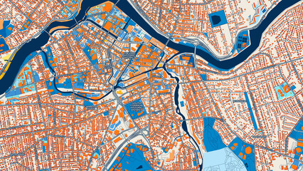 Obraz premium Colorful Lowell Street Map with Labels and Buildings