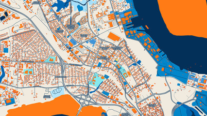 Obraz premium Colorful North Charleston Street Map with Labels and Buildings