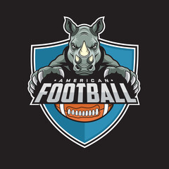 american football club logo rhino vector illustration design