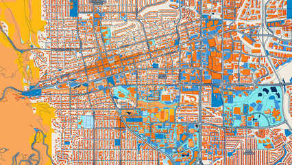 Fototapeta premium Colorful Boulder Street Map with Labels and Buildings