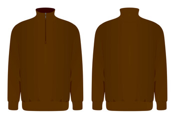 Brown man zip top t shirt. vector illustration	