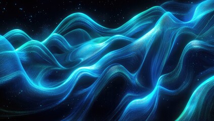 Obraz premium Abstract flowing light waves against a starry background
