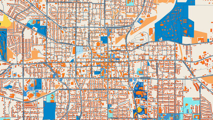 Fototapeta premium Colorful Tyler Street Map with Labels and Buildings