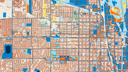 Colorful Greeley Street Map with Labels and Buildings