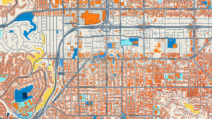 Colorful El Cajon Street Map with Labels and Buildings