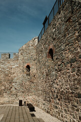 Brick windows and thick stone walls of Ram Fortress in Serbia. A popular tourist destination