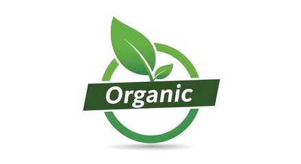
Green Organic Leaf Symbol - Eco Friendly Natural Product Certification Badge  Design