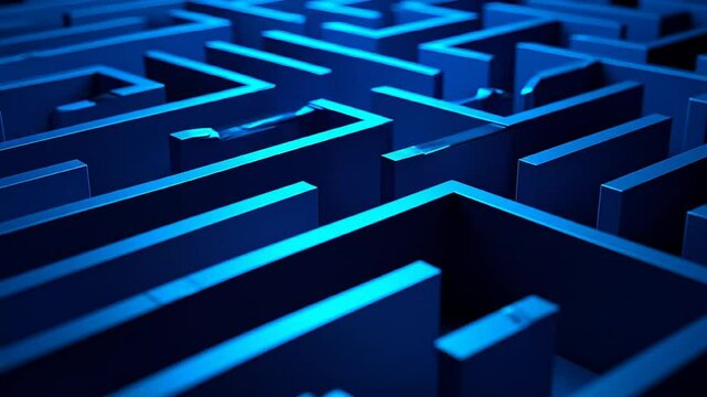 Intricate blue maze visual, depicting complexity and challenging problem-solving skills