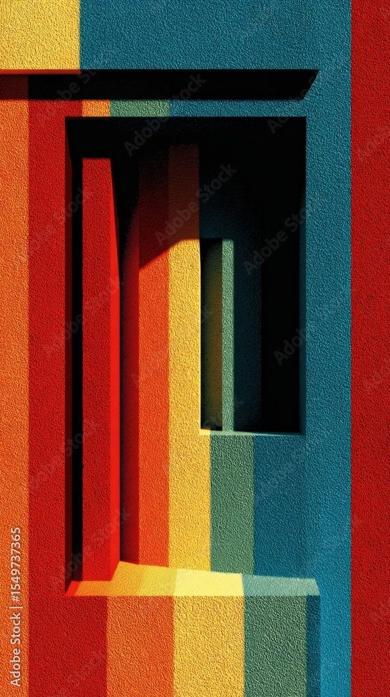 Poster vibrant geometric abstract wall art featu multiple arch shapes in bright colors with 3d depth and sh
