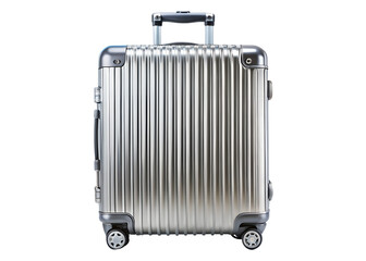 Fototapeta premium Sleek Silver Aluminum Suitcase Durable Carry-On Luggage for Travel