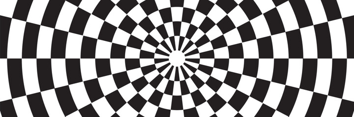 Black and white checkered rectangular frame. Square racing checkerboard pattern. Chessboard geometric pattern. Rally checkerboard pattern. Finish racing frame. Vector illustration on white background