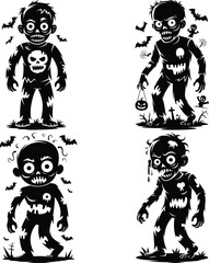 Zombie Silhouette, Walking Dead Silhouette, Scary Zombie Vector