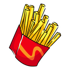 French Fries Art Illustration with Transparent Background