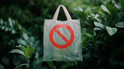 No plastic bag  sign for clean environment