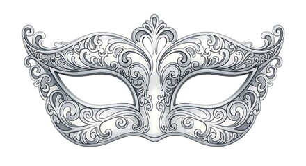 Venetian Silver Masquerade Mask - Elegant Party Costume Accessory Clipart
