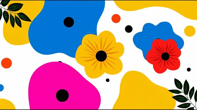Bright and vibrant floral patterns filled with colorful shapes create a stunning visual display