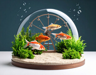 Gold fish in the aquarium