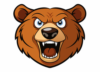 angry bear head, Angry bear logo e sport mascot vector cartoon illustration