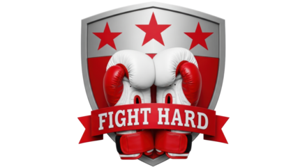 Isolated Boxing Gloves with Shield and Text