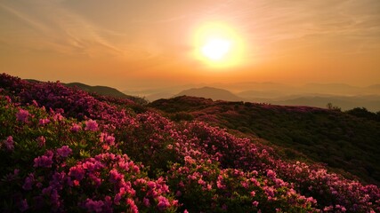 Fototapeta premium Beautifully blooming Hwangmaesan Mountain scenery