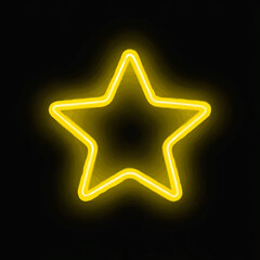 Yellow Neon Star Shining Brightly

