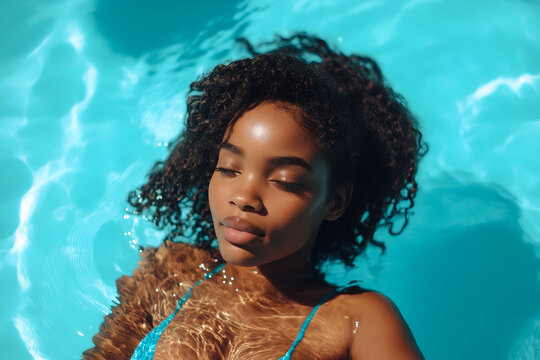 A woman relaxing in a pool