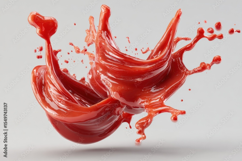 Poster dynamic red paint splash with fluid motion, vibrant abstract art, high resolution liquid art for cre