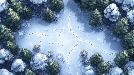 Snowy forest path