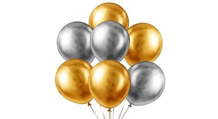 Gold and Silver Balloons - Elegant Party and Event Decor Illustration
