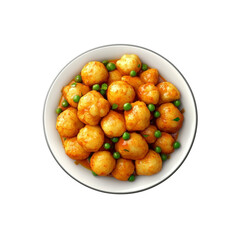 Delicious Potato Gnocchi with Peas in Creamy Tomato Sauce - Overhead Shot
