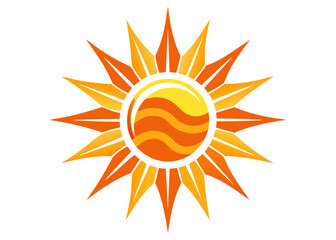 Happy smiling sun, funny sticker, summer symbol, Hand drawn vector illustration of smiling sun isolated on white background