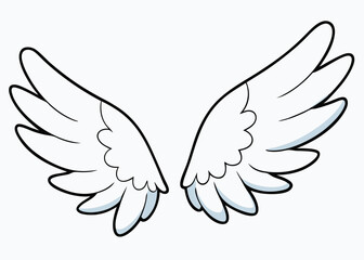 Angel wings, bird wings collection hand drawn line art vector illustration	