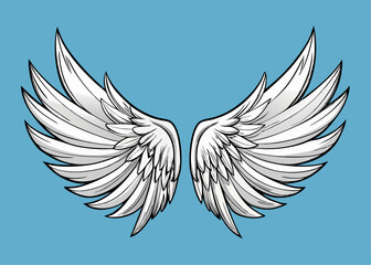 Angel wings, bird wings collection hand drawn vector illustration sketch vector cartoon illustration
