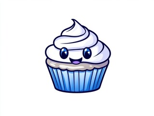 Cute cupcake with a happy expression