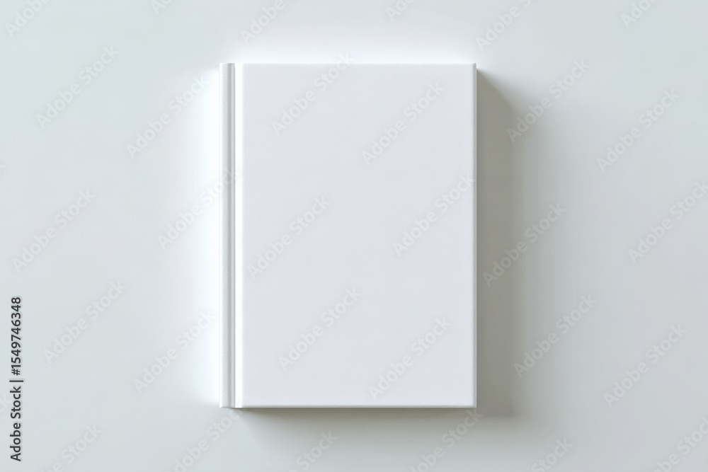 Poster minimalistic blank white hardcover notebook with smooth cover and clean design for writing sketching