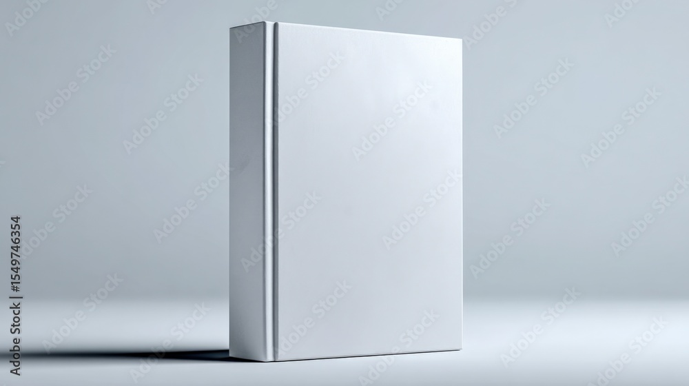 Aufkleber Minimalist blank white rectangular cardboard box standing upright on plain light background with soft shadows for packaging or product display purposes