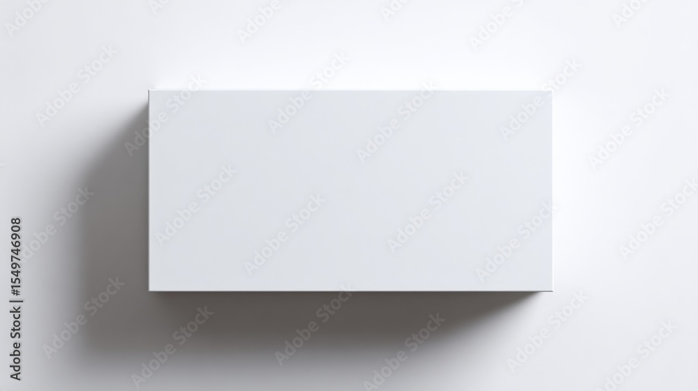 Aufkleber Empty White Rectangular Cardboard Box with Smooth Surface and Edges Placed on Light Gray Background for Storage or Packaging Concept
