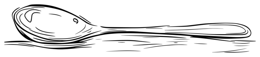 wooden spoon on surface black and white