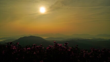 Beautiful mountain ridge and sunrise scenery in Korea