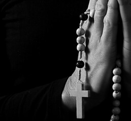 Praying to God with hands together stock image stock photo