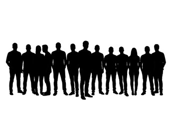 Naklejka premium Large group of people silhouettes isolated on white background