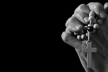 Praying to God with hands together stock image stock photo