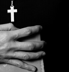 Praying to God with hands together stock image stock photo