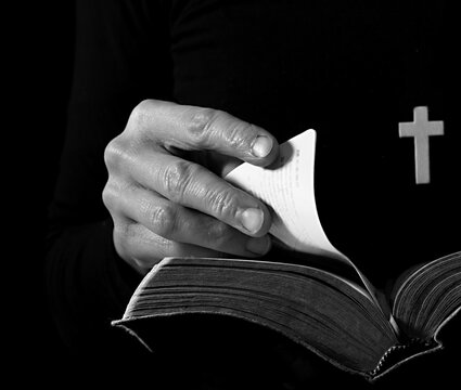 Praying to God with hands together stock image stock photo